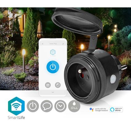 Prise connectée Smartlife 3680W/230V Type E/16A Wi-Fi IP44 noire