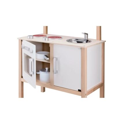 New Classic Toys - Cuisine en bois avec accessoires blanc/beige