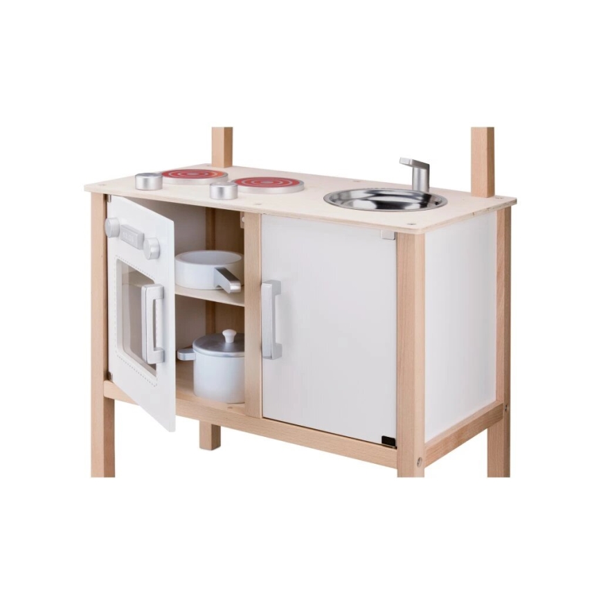 New Classic Toys - Cuisine en bois avec accessoires blanc/beige