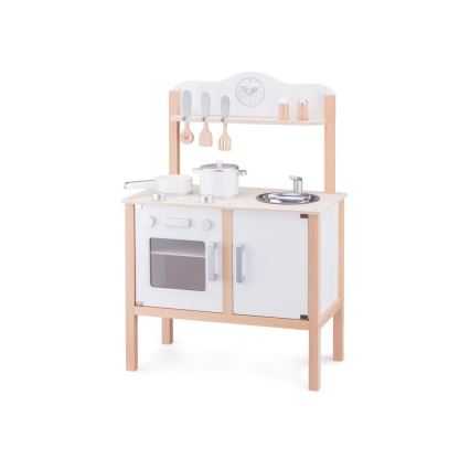 New Classic Toys - Cuisine en bois avec accessoires blanc/beige