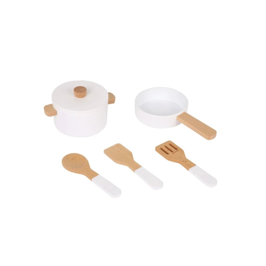 New Classic Toys - Cuisine en bois avec accessoires blanc/décor en marbre