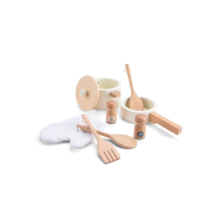 New Classic Toys - Cuisine en bois avec accessoires blanc/rotin
