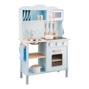 New Classic Toys - Cuisine en bois avec accessoires bleu clair