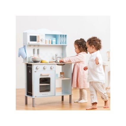 New Classic Toys - Cuisine en bois avec accessoires bleu clair