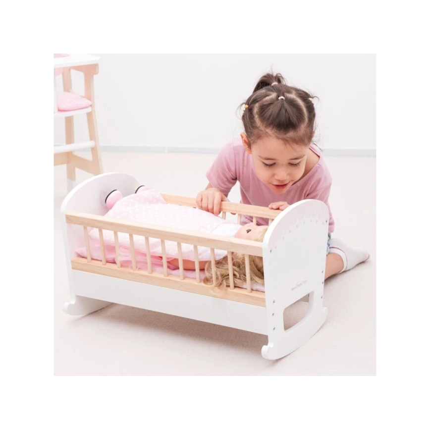 New Classic Toys - Lit en bois pour poupées rose