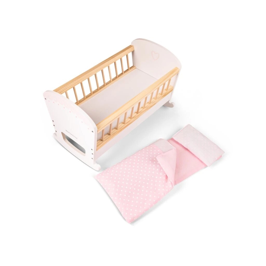 New Classic Toys - Lit en bois pour poupées rose
