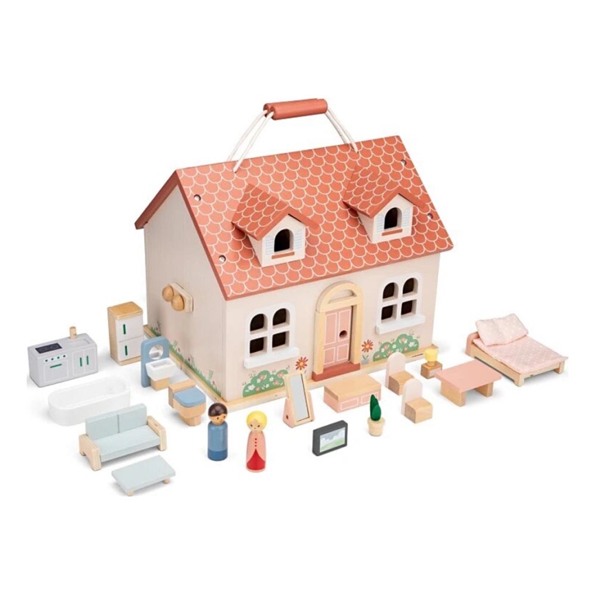 New Classic Toys - Maison de poupée en bois rouge