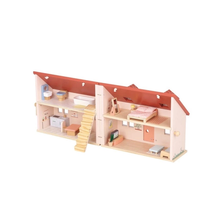 New Classic Toys - Maison de poupée en bois rouge