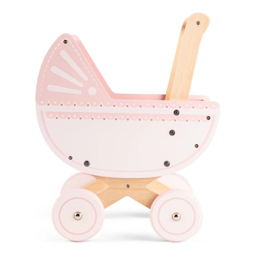 New Classic Toys - Poussette en bois pour poupée rose