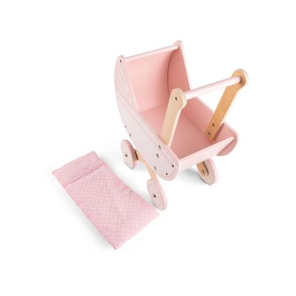 New Classic Toys - Poussette en bois pour poupée rose