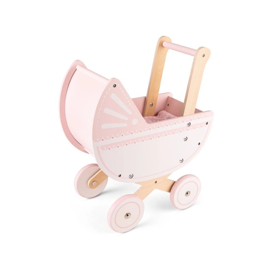 New Classic Toys - Poussette en bois pour poupée rose