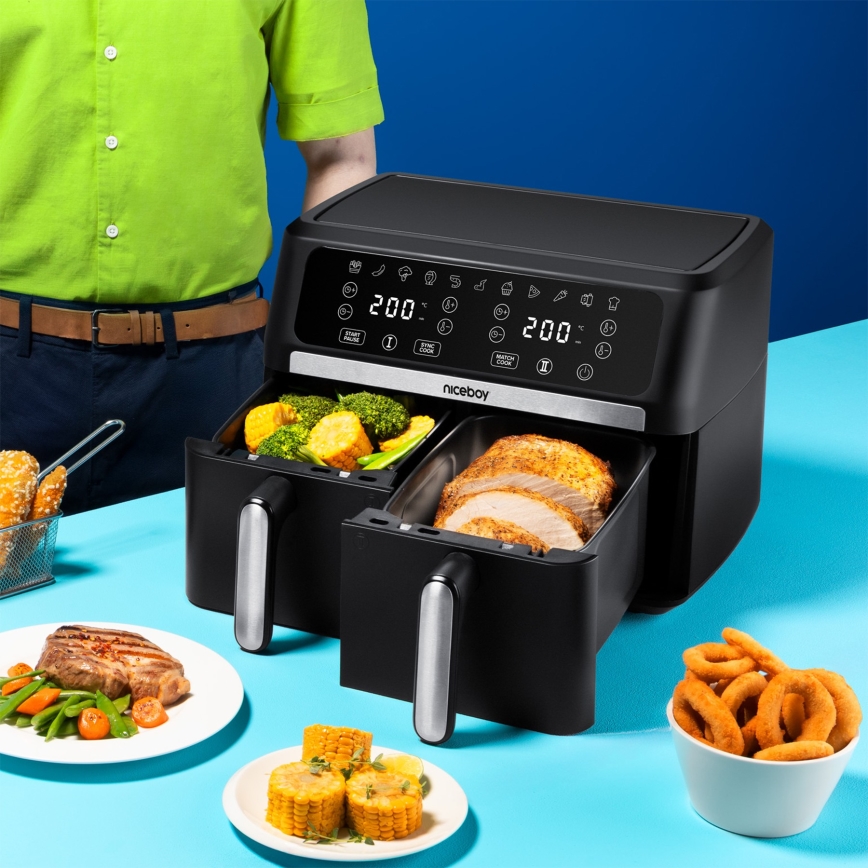Niceboy AirFryer DUO - Friteuse à air double 9 L 2400 W/230 V