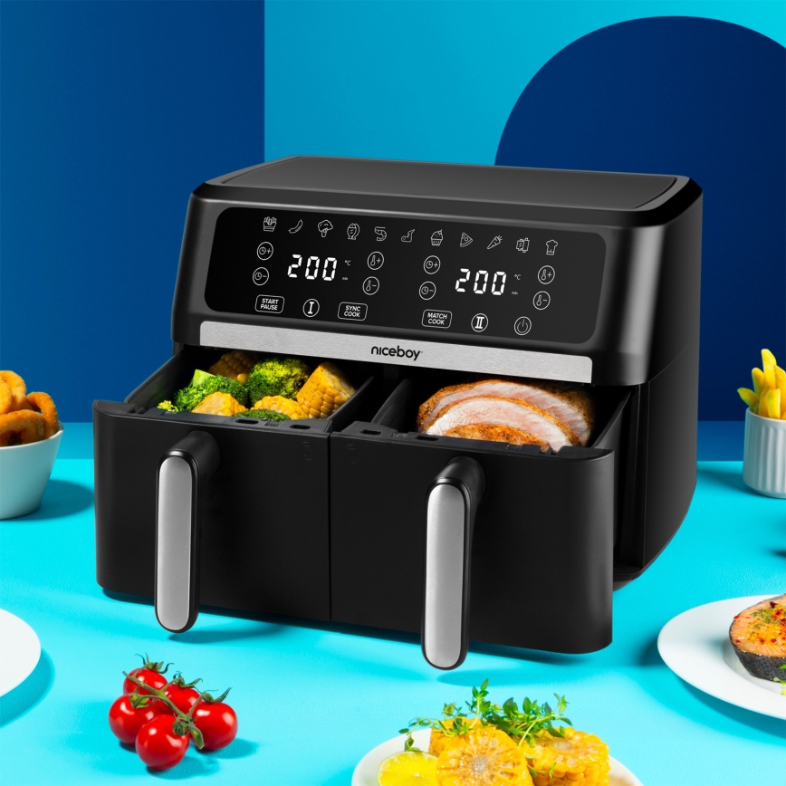Niceboy AirFryer DUO - Friteuse à air double 9 L 2400 W/230 V