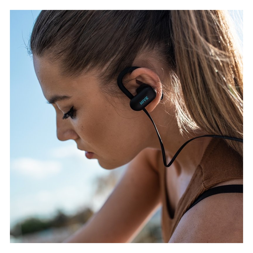 Niceboy HIVE sport 2 - Écouteurs de sport avec microphone intégré, résistance IPX5, noirs