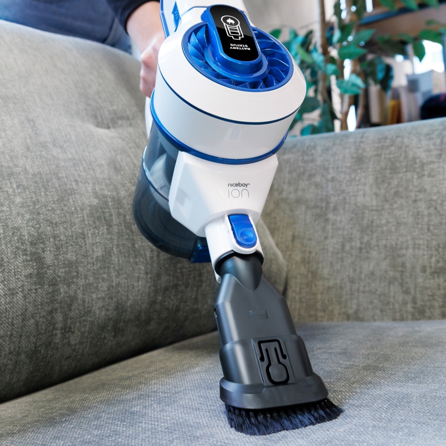 Niceboy ION Hurricane H5 - Aspirateur-balai sans fil 2en1 150W/2200 mAh blanc/bleu