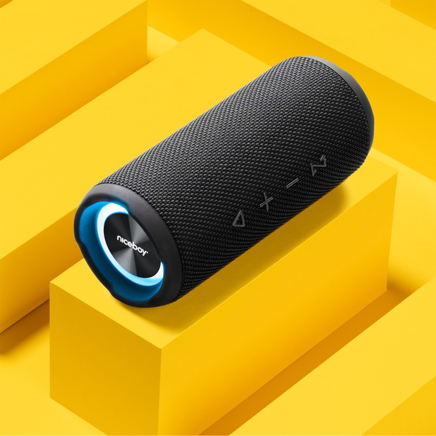 Niceboy Nexus - Enceinte sans fil LED avec microphone 26W/4000 mAh IPX6 noir