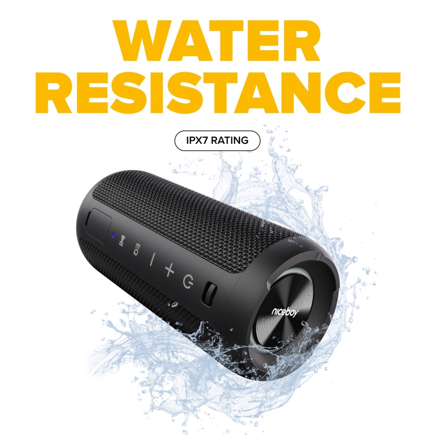 Niceboy Orion - Enceinte sans fil LED avec un micro 24W/2200 mAh IPX7 noir