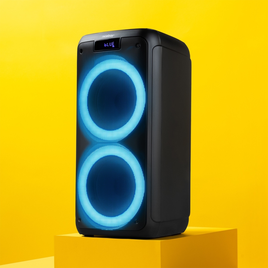 Niceboy PARTY Boss 2 - Enceinte sans fil LED avec un micro et batterie portative fonction 200W/4500 mAh + Télécommande