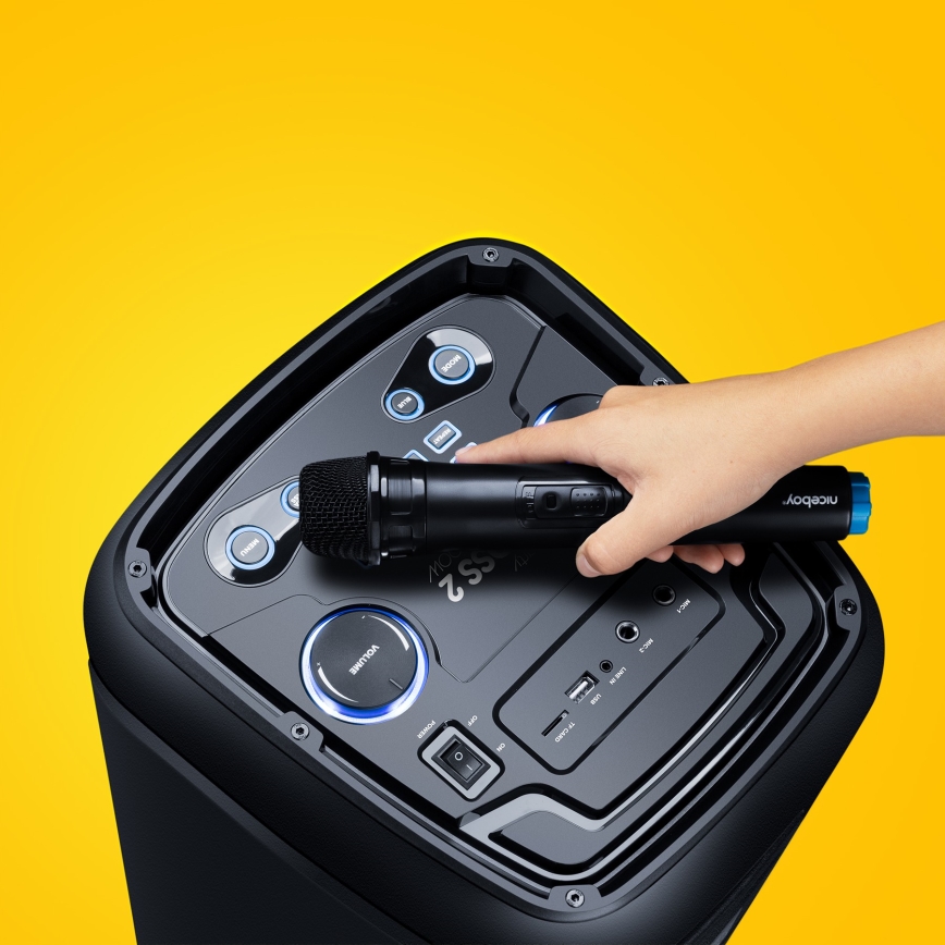 Niceboy PARTY Boss 2 - Enceinte sans fil LED avec un micro et batterie portative fonction 200W/4500 mAh + Télécommande