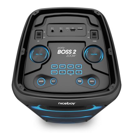 Niceboy PARTY Boss 2 - Enceinte sans fil LED avec un micro et batterie portative fonction 200W/4500 mAh + Télécommande