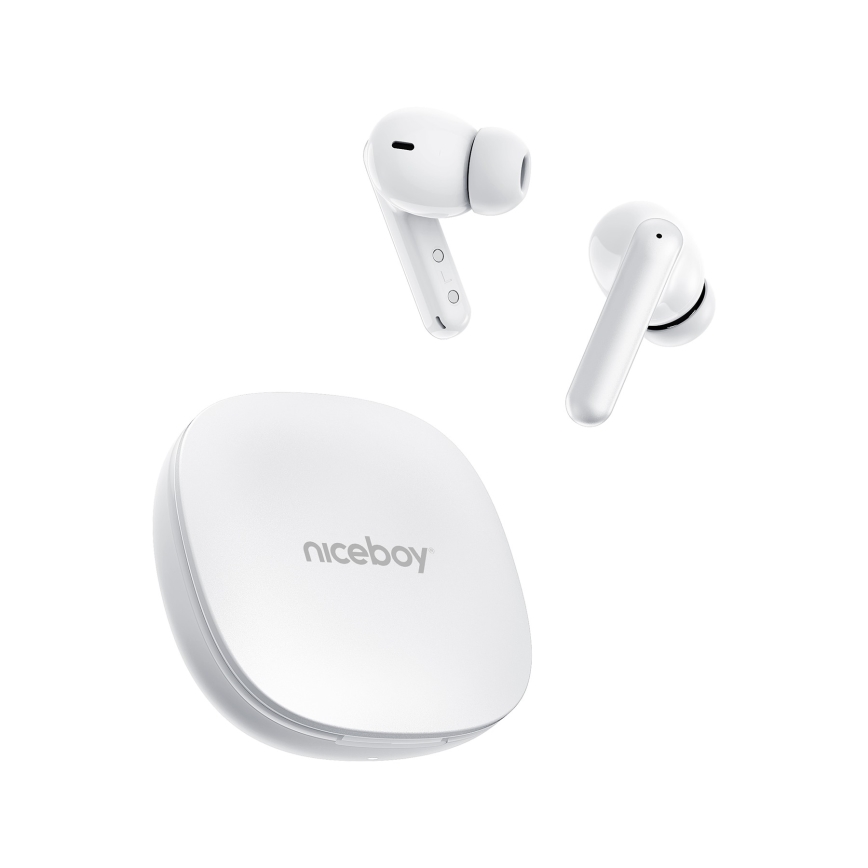 Niceboy Pins 4 PRO - Écouteurs sans fil avec ANC 380 mAh + 2x 35 mAh IP54 blanc