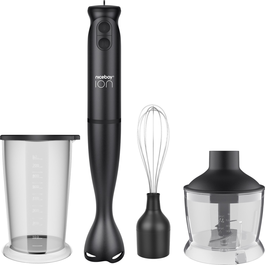 Niceboy Twister T1 Set - Mixeur plongeant avec accessoires, 500W/230V, noir