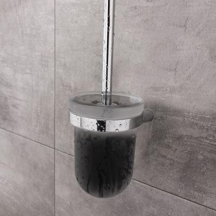 NIMCO BR 11094WN-26 - Brosse de toilette à fixation murale BORMO mat verre/chrome brillant