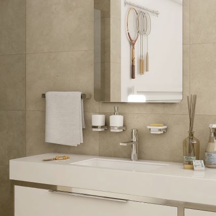 NIMCO MA lot-31K-26 - Distributeur mural de savon, support pour brosse à dents et crochet mural MAYA 320 mm blanc/chrome brillant