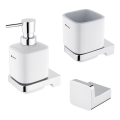 NIMCO MA lot-31K-26 - Distributeur mural de savon, support pour brosse à dents et crochet mural MAYA 320 mm blanc/chrome brillant