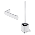 NIMCO MA lot-94KN-26 - Brosse de toilette à fixation murale et porte-papier hygiénique MAYA chrome brillant