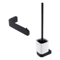 NIMCO NKC lot-94KN-90 - Brosse de toilette à fixation murale et porte-papier hygiénique NIKAU blanc/mat noir