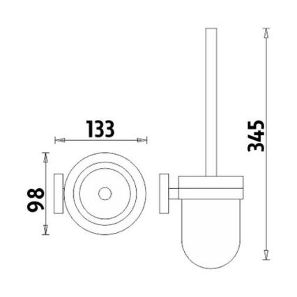 NIMCO UN 13094WN-26 - Brosse de toilette à fixation murale UNIX mat verre/chrome brillant