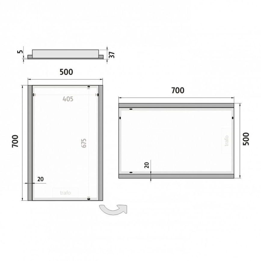 NIMCO ZP 11001 - Miroir de salle de bain rétro-éclairé LED/21W/230V 6500K 70x50 cm IP44