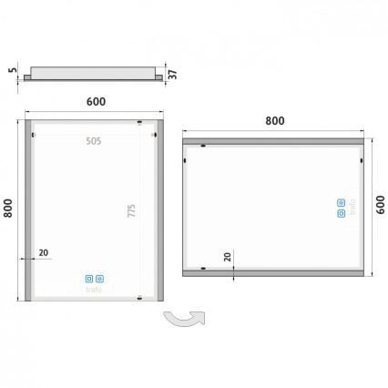 NIMCO ZP 11002VX - Miroir rétroéclairé LED à intensité variable pour salle de bains LED/24W/230V 3000-6500K 80x60 cm IP44