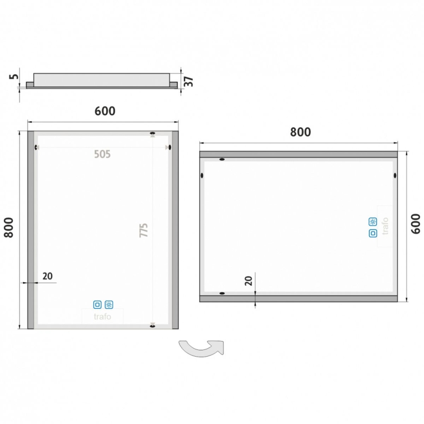 NIMCO ZP 11002VX - Miroir rétroéclairé LED à intensité variable pour salle de bains LED/24W/230V 3000-6500K 80x60 cm IP44