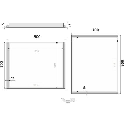 NIMCO ZP 11019 - Miroir rétroéclairé pour salle de bains LED/21W/230V 6500K 70x90 cm IP44