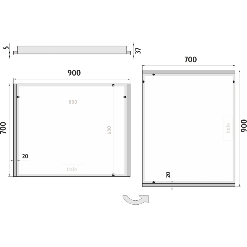 NIMCO ZP 11019 - Miroir rétroéclairé pour salle de bains LED/21W/230V 6500K 70x90 cm IP44