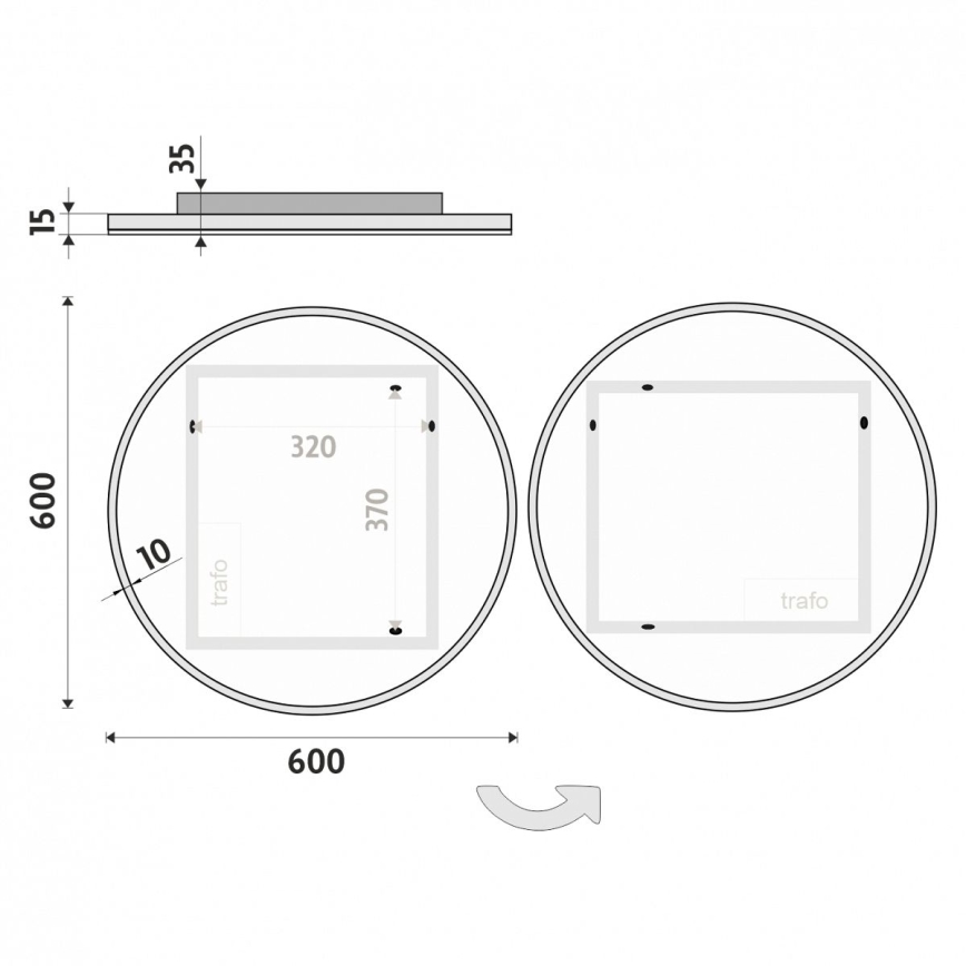 NIMCO ZP 26000R - Miroir de salle de bain rétro-éclairé LED/26W/230V 6500K d. 60 cm IP44