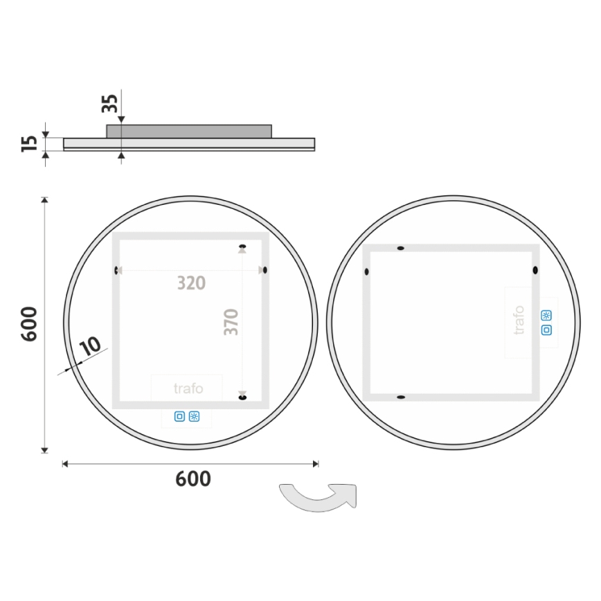NIMCO ZP 26000RVX - Miroir rétro-éclairé à intensité variable salle de bain LED/26W/230V 3000-6500K d. 60 cm IP44