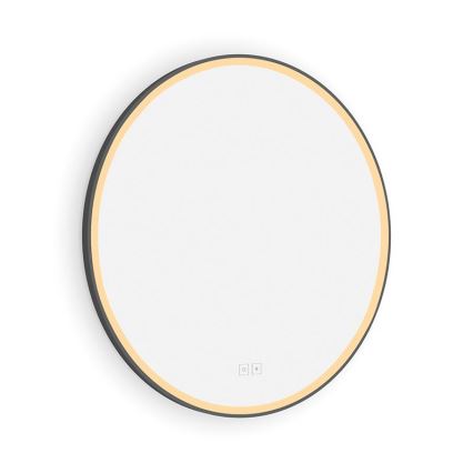 NIMCO ZPC 28000RVX-90 - Miroir rétro-éclairé à intensité variable salle de bain LED/26W/230V 3000-6500K d. 60 cm mat noir IP44