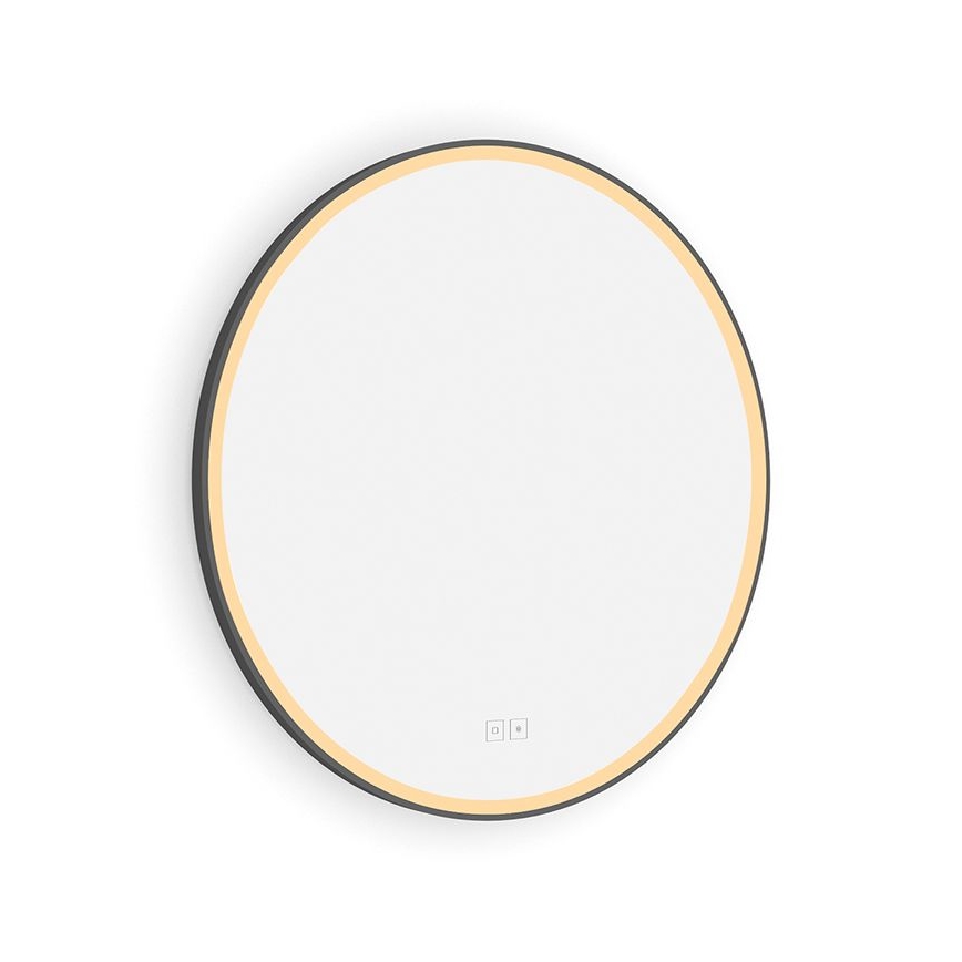 NIMCO ZPC 28000RVX-90 - Miroir rétro-éclairé à intensité variable salle de bain LED/26W/230V 3000-6500K d. 60 cm mat noir IP44