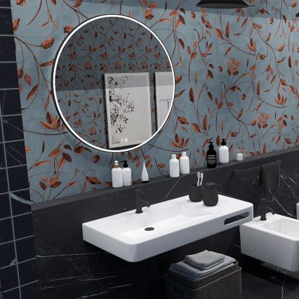 NIMCO ZPC 28000RVX-90 - Miroir rétro-éclairé à intensité variable salle de bain LED/26W/230V 3000-6500K d. 60 cm mat noir IP44