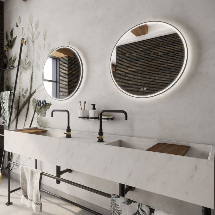 NIMCO ZPC 28000RVX-90 - Miroir rétro-éclairé à intensité variable salle de bain LED/26W/230V 3000-6500K d. 60 cm mat noir IP44