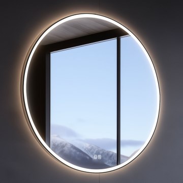 NIMCO ZPC 28001RVX-90 - Miroir de salle de bains rétroéclairé LED dimmable 33W/230V 3000-6500K Ø 70 cm noir mat IP44