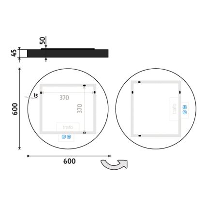 NIMCO ZPC 31000RVX-90 - Miroir rétroéclairé LED dimmable pour salle de bains/20W/230V 3000-6500K Ø 60 cm noir mat IP44