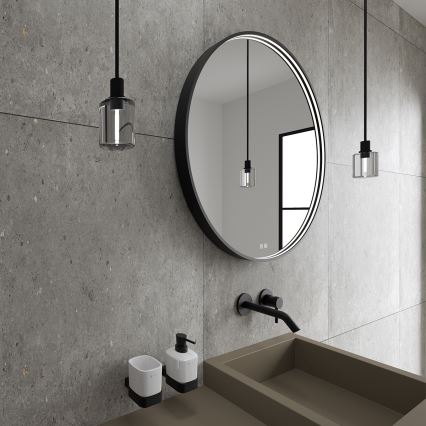NIMCO ZPC 31001RVX-90 - Miroir rétro-éclairé à intensité variable salle de bain LED/22W/230V 3000-6500K d. 70 cm mat noir IP44