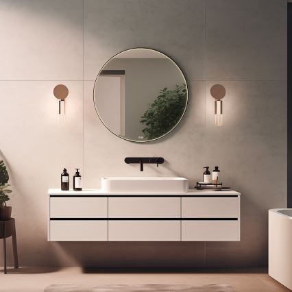NIMCO ZPC 31001RVX-90 - Miroir rétro-éclairé à intensité variable salle de bain LED/22W/230V 3000-6500K d. 70 cm mat noir IP44