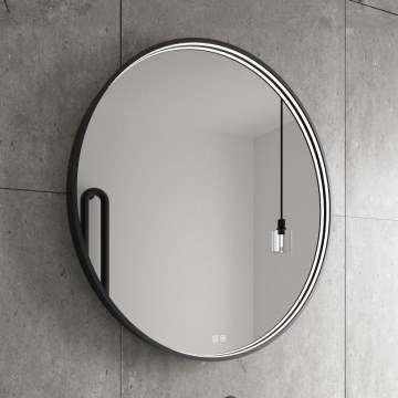 NIMCO ZPC 31001RVX-90 - Miroir LED rétroéclairé dimmable pour salle de bains LED/22W/230V 3000-6500K Ø 70 cm noir mat IP44