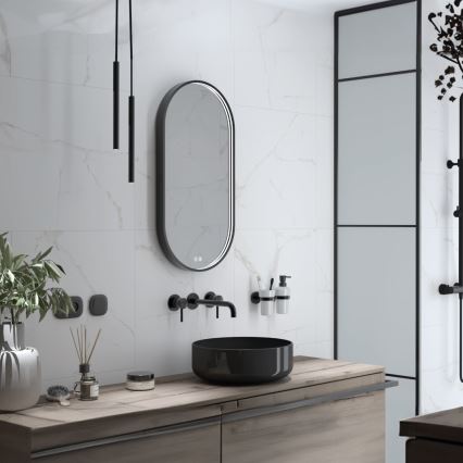 NIMCO ZPC 32002LVX-90 - Miroir LED rétroéclairé dimmable pour salle de bains LED/25W/230V 3000-6500K 80x40 cm noir mat IP44