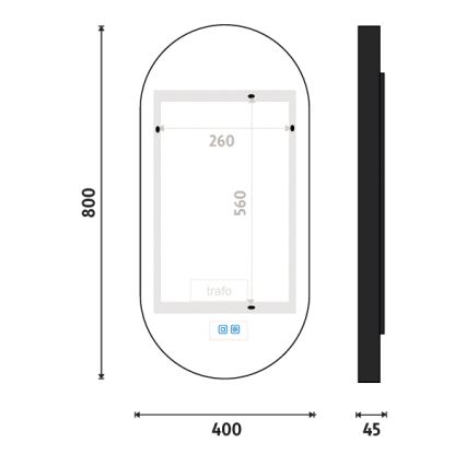 NIMCO ZPC 32002LVX-90 - Miroir LED rétroéclairé dimmable pour salle de bains LED/25W/230V 3000-6500K 80x40 cm noir mat IP44